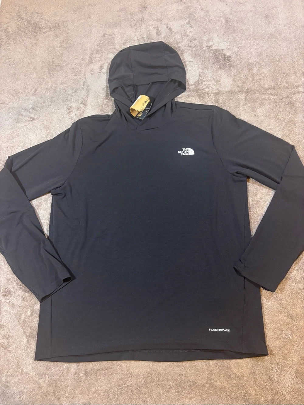 The North Face Black Hooded Long-Sleeve Performance Top FlashDry-XD Mens Large